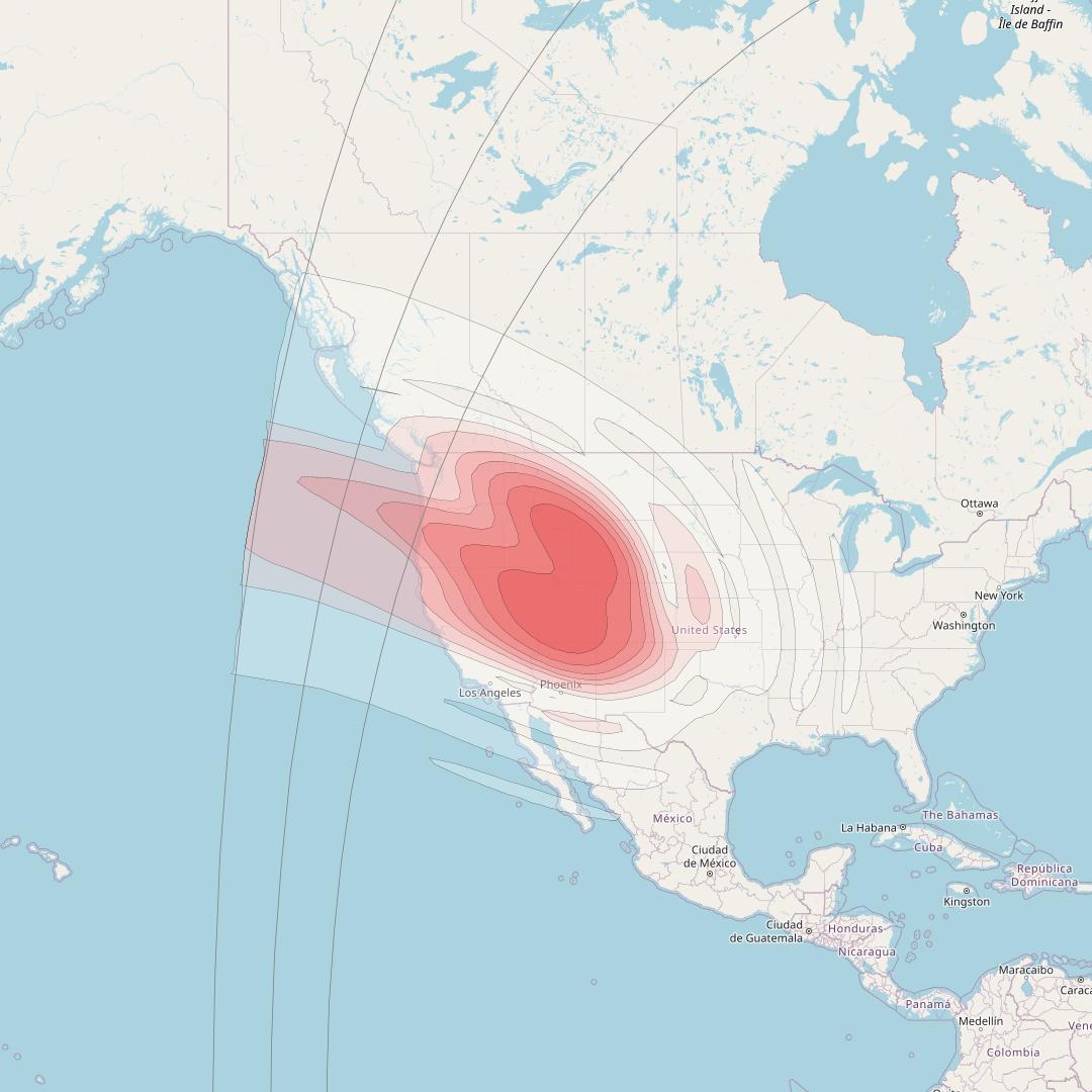 Echostar 16 at 61° W downlink Ku-band Spot SP24 beam coverage map