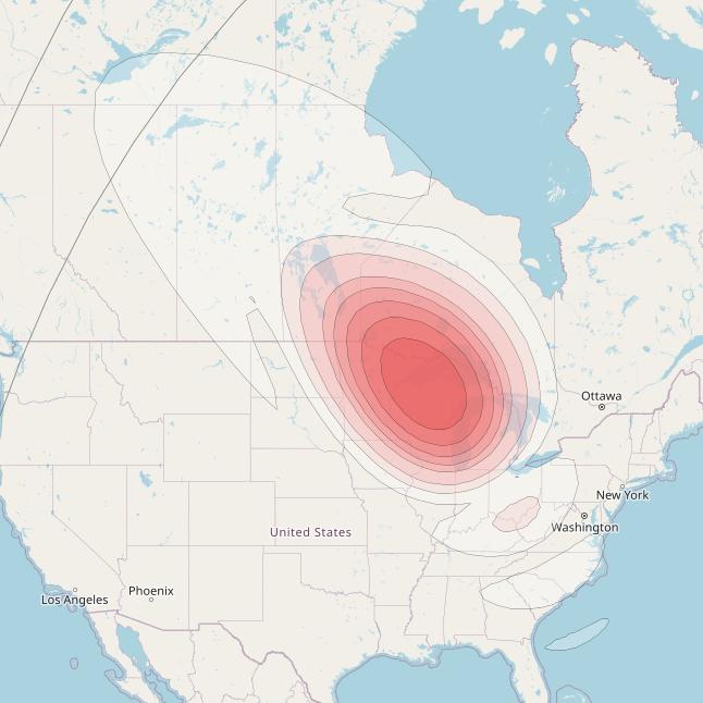 Echostar 16 at 61° W downlink Ku-band Spot SP31 beam coverage map