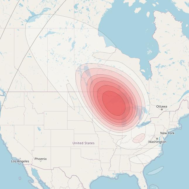 Echostar 16 at 61° W downlink Ku-band Spot SP31 beam coverage map