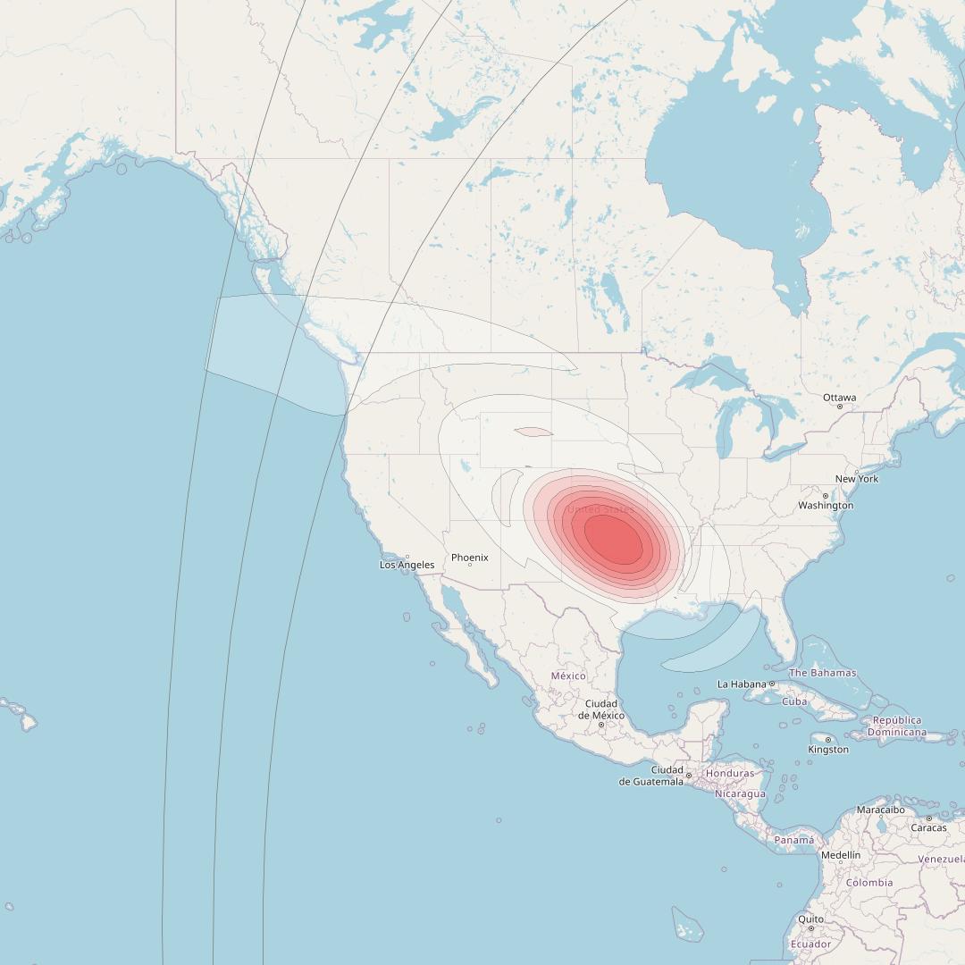 Echostar 16 at 61° W downlink Ku-band Spot SP38 beam coverage map