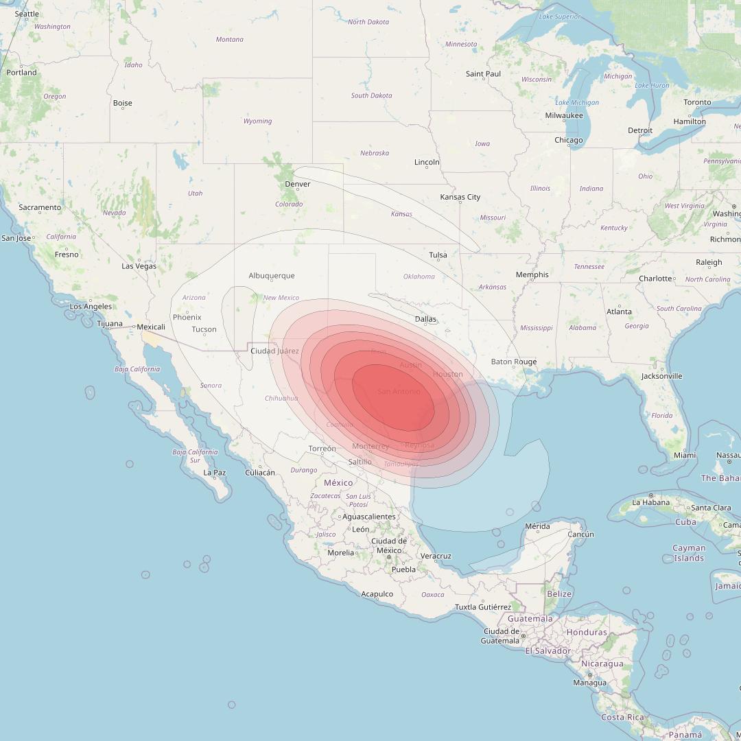 Echostar 16 at 61° W downlink Ku-band Spot SP39 beam coverage map