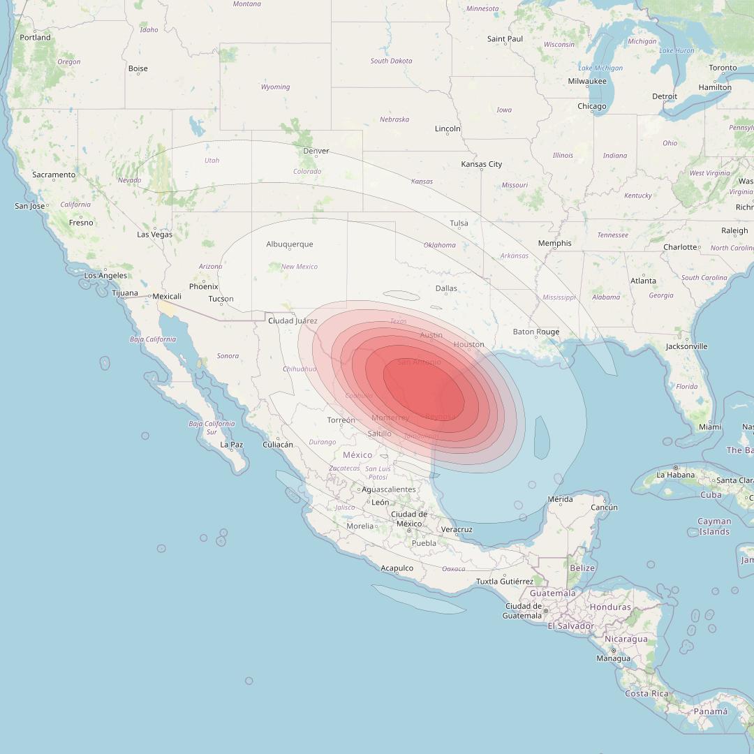 Echostar 16 at 61° W downlink Ku-band Spot SP42 beam coverage map