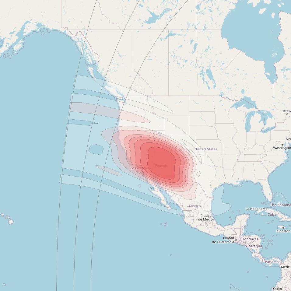 Echostar 16 at 61° W downlink Ku-band Spot SP45 beam coverage map