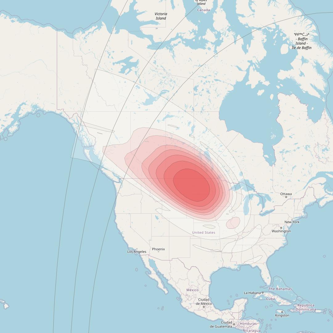 Echostar 16 at 61° W downlink Ku-band Spot SP46 beam coverage map