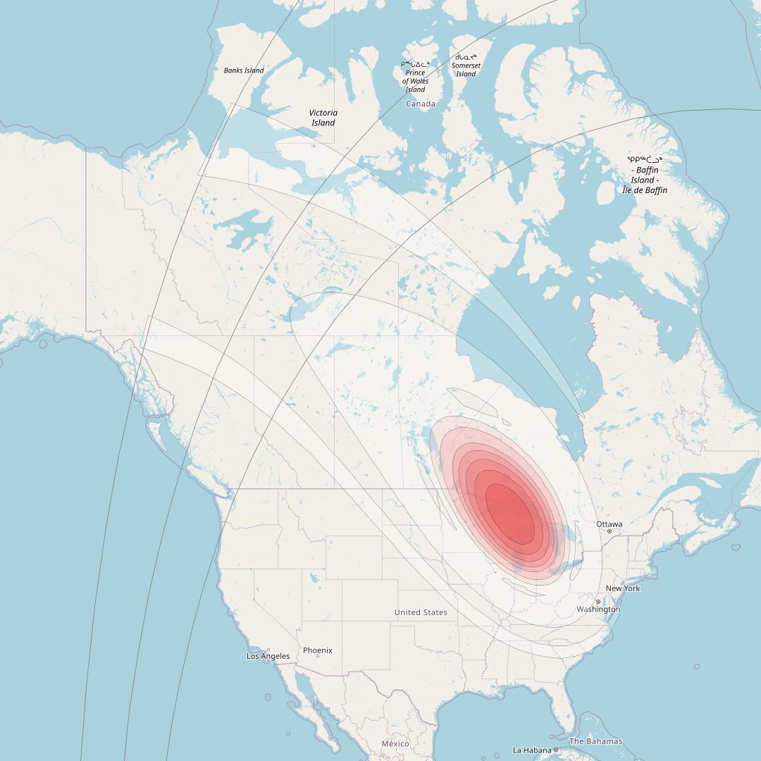 Echostar 16 at 61° W downlink Ku-band Spot SP48 beam coverage map