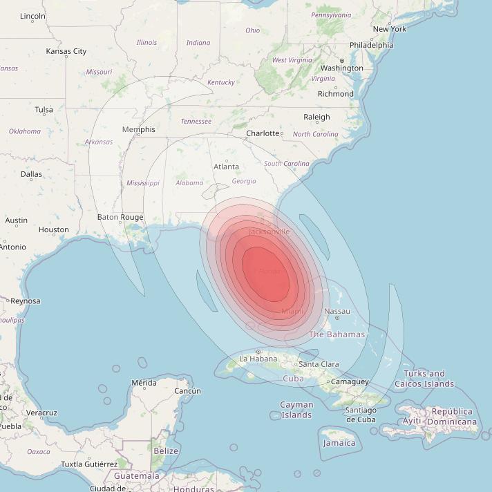 Echostar 16 at 61° W downlink Ku-band Spot SP58 beam coverage map