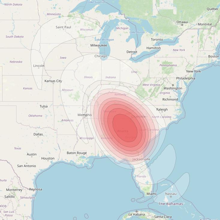 Echostar 16 at 61° W downlink Ku-band Spot SP59 beam coverage map