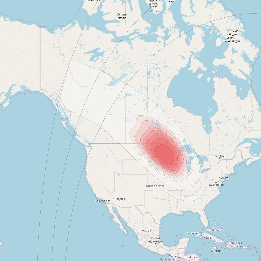 Echostar 16 at 61° W downlink Ku-band Spot SP60 beam coverage map