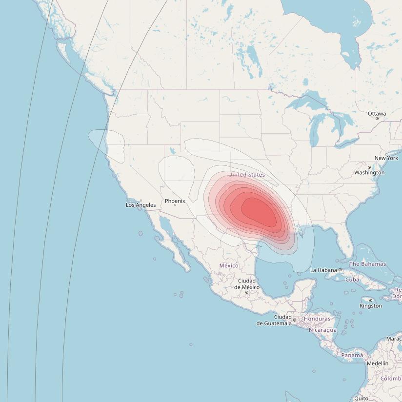 Echostar 16 at 61° W downlink Ku-band Spot SP66 beam coverage map