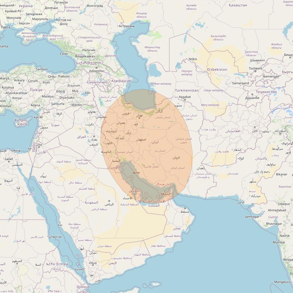 Inmarsat GX1 at 63° E downlink Ka-band S36DL Spot beam coverage map