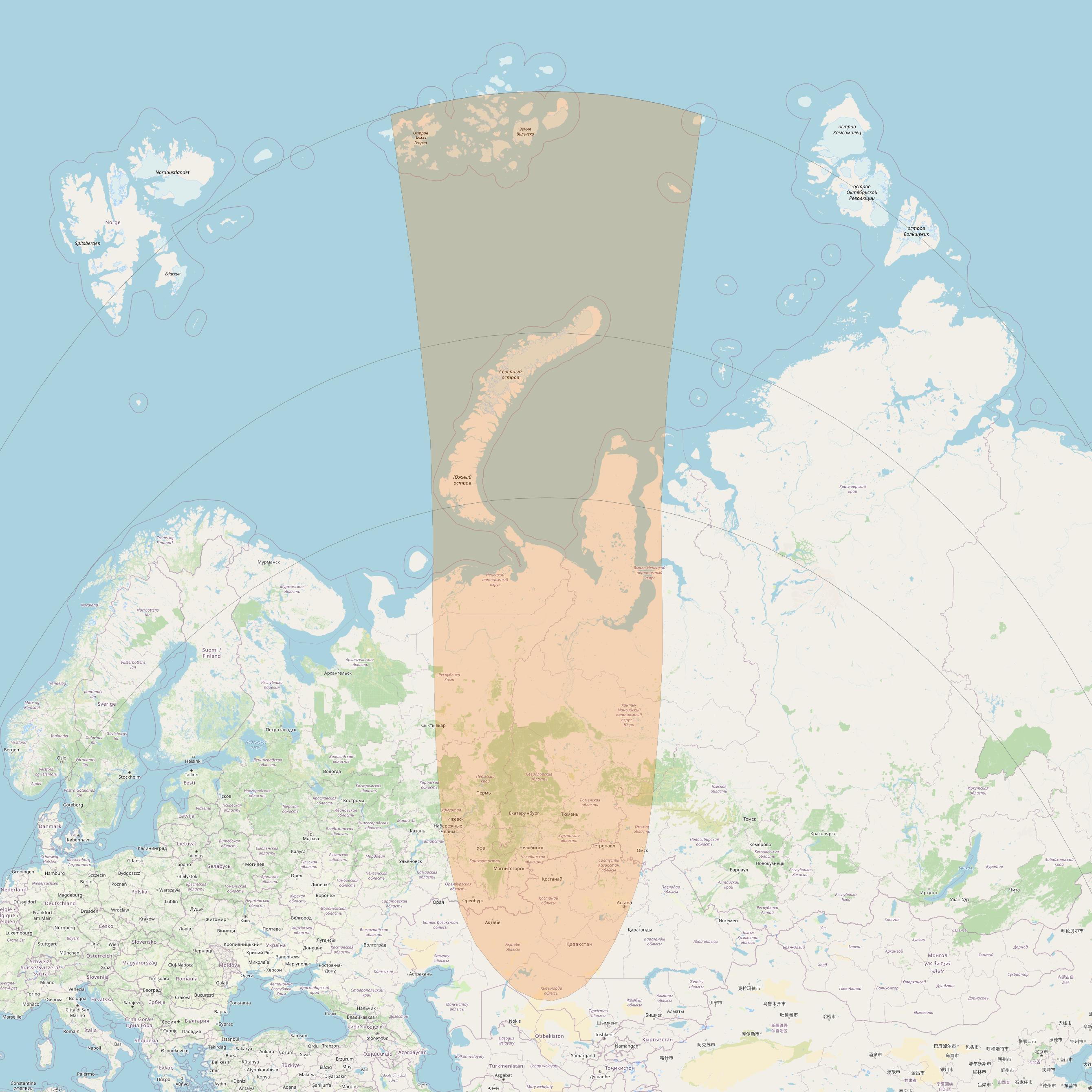 Inmarsat GX1 at 63° E downlink Ka-band S48DL Spot beam coverage map