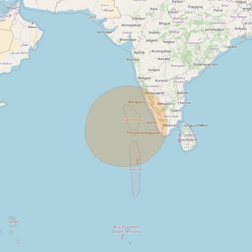 Inmarsat GX1 at 63° E downlink Ka-band S54DL Spot beam coverage map