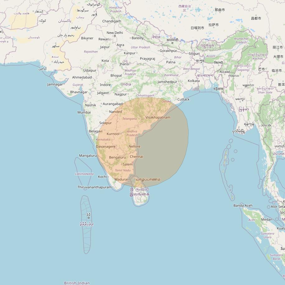 Inmarsat GX1 at 63° E downlink Ka-band S64DL Spot beam coverage map