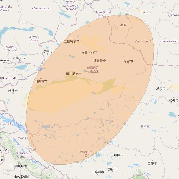 Inmarsat GX1 at 63° E downlink Ka-band S66DL Spot beam coverage map