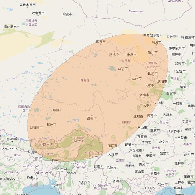 Inmarsat GX1 at 63° E downlink Ka-band S74DL Spot beam coverage map