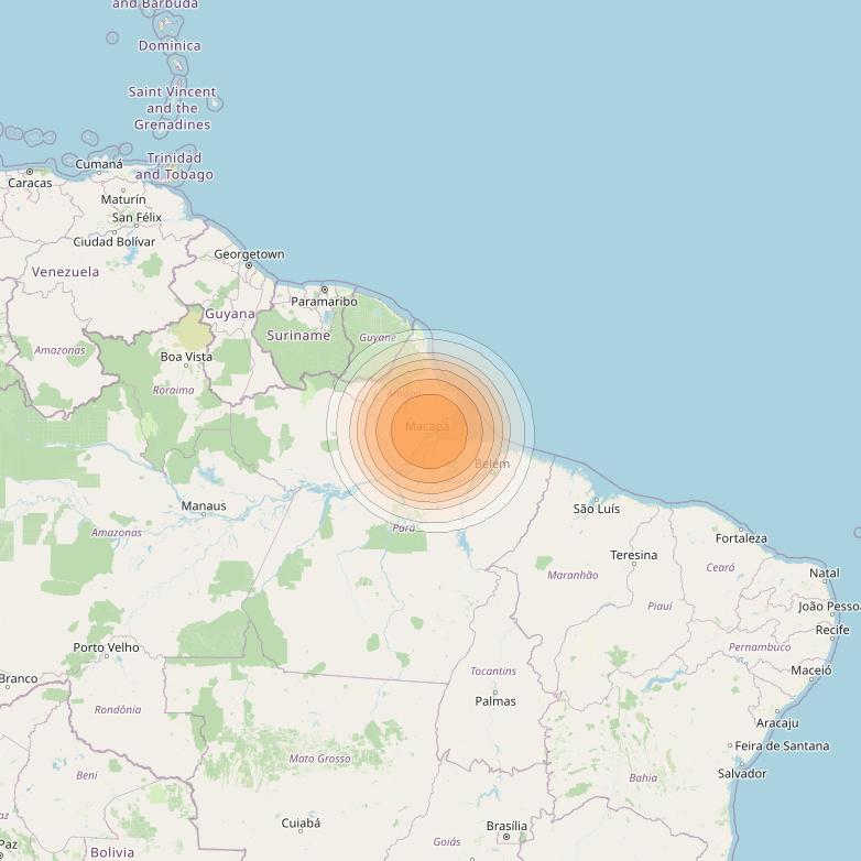 Telstar 19V at 63° W downlink Ka-band TX09 HTS Spot beam coverage map