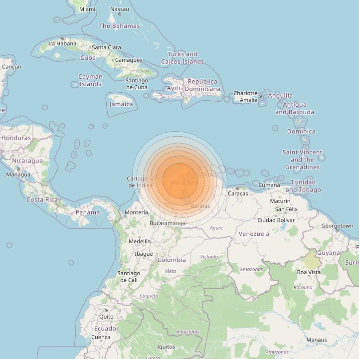 Telstar 19V at 63° W downlink Ka-band TX12 HTS Spot beam coverage map