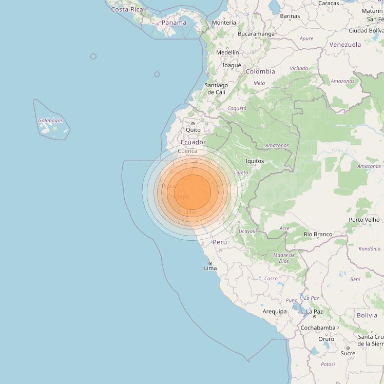 Telstar 19V at 63° W downlink Ka-band TX20 HTS Spot beam coverage map