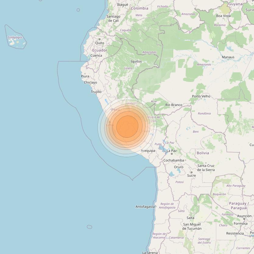 Telstar 19V at 63° W downlink Ka-band TX25 HTS Spot beam coverage map