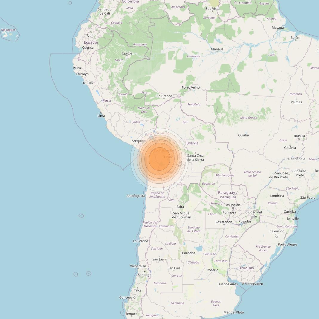 Telstar 19V at 63° W downlink Ka-band TX28 HTS Spot beam coverage map