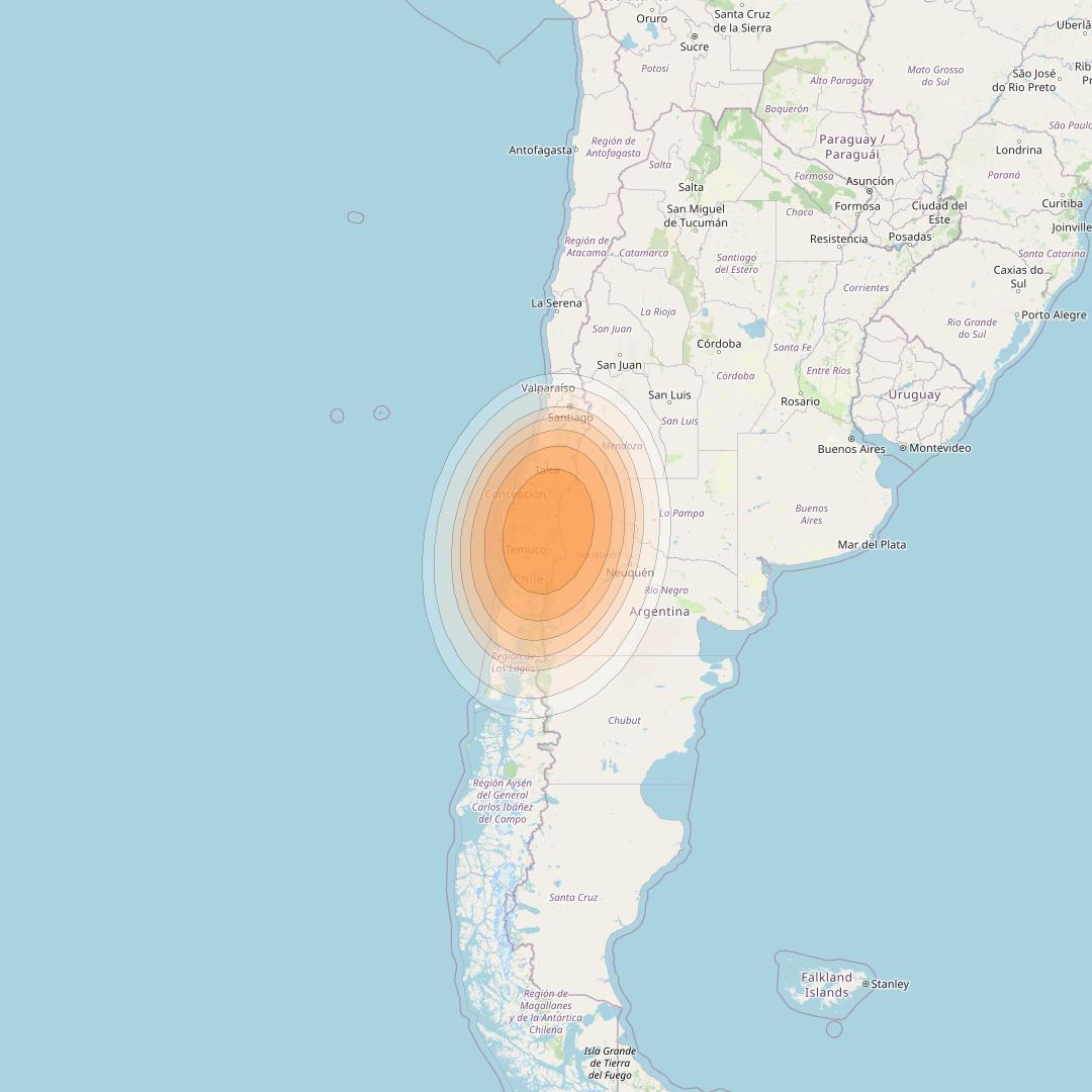 Telstar 19V at 63° W downlink Ka-band TX33 HTS Spot beam coverage map