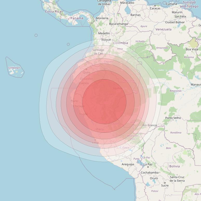 Telstar 19V at 63° W downlink Ku-band S8TX HTS Spot beam coverage map