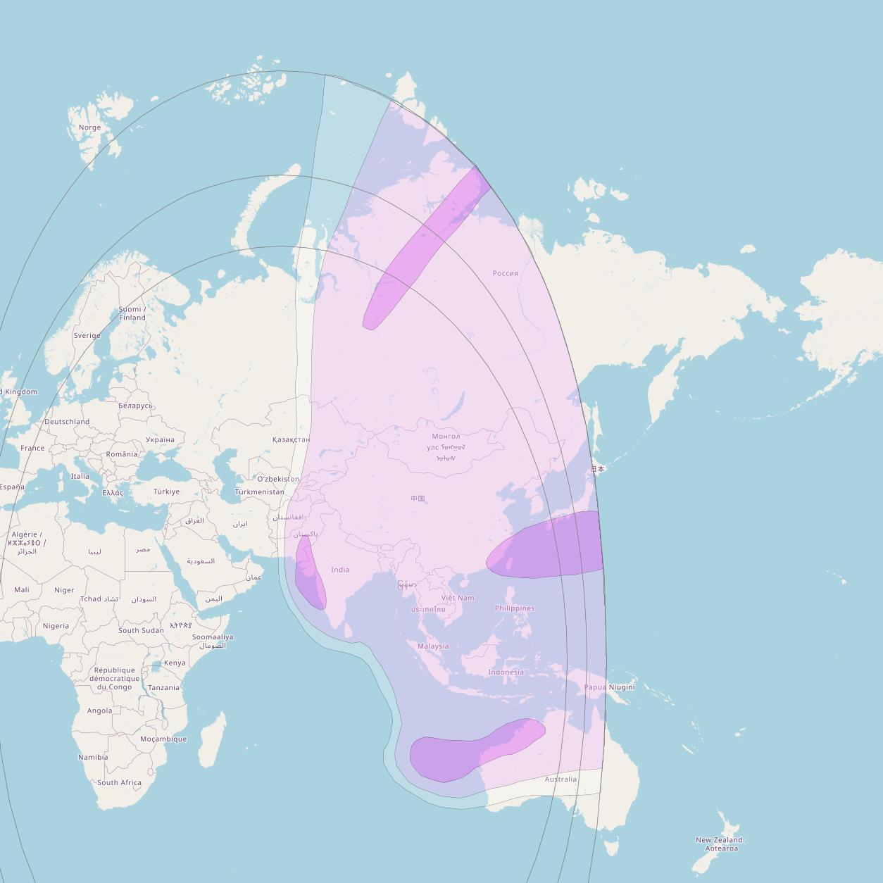 Intelsat 906 at 64° E downlink C-band East Hemi Beam coverage map