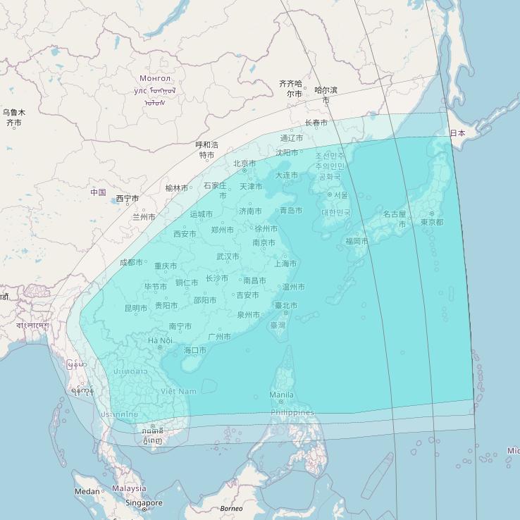 Inmarsat-4F2 at 64° E downlink L-band R003 Regional Spot beam coverage map