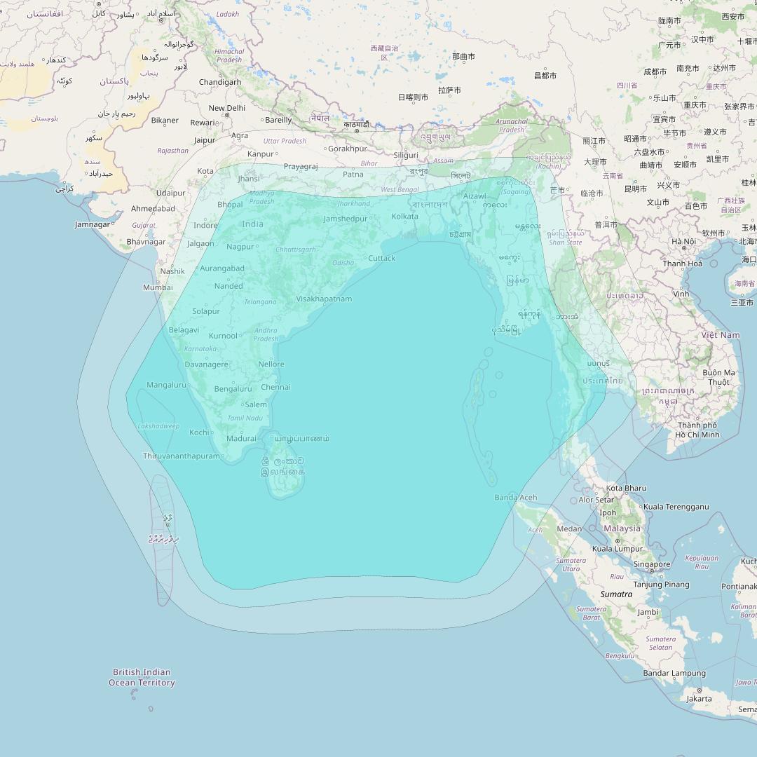 Inmarsat-4F2 at 64° E downlink L-band R006 Regional Spot beam coverage map