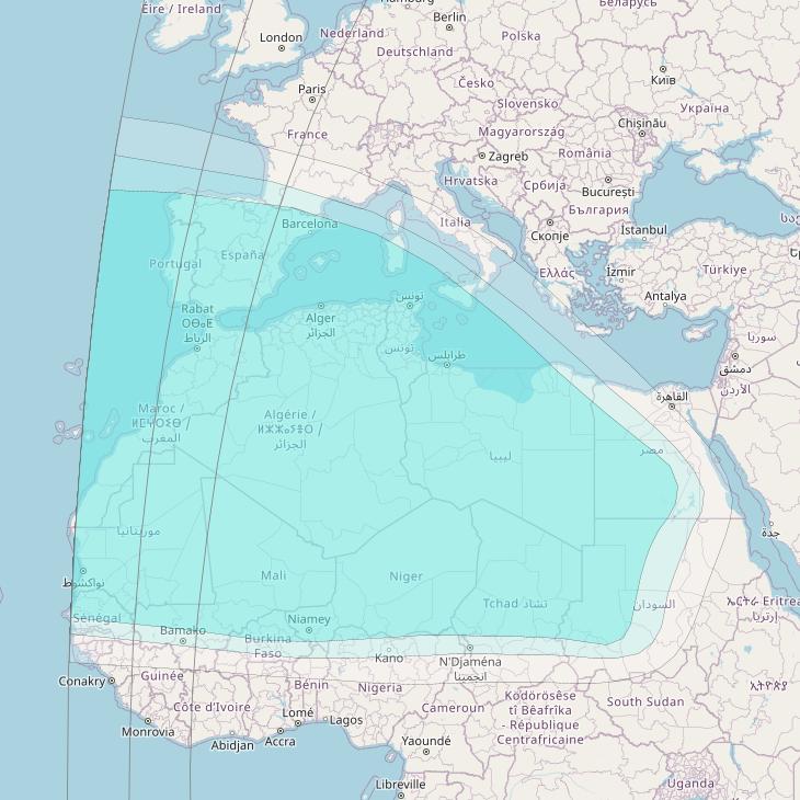 Inmarsat-4F2 at 64° E downlink L-band R019 Regional Spot beam coverage map