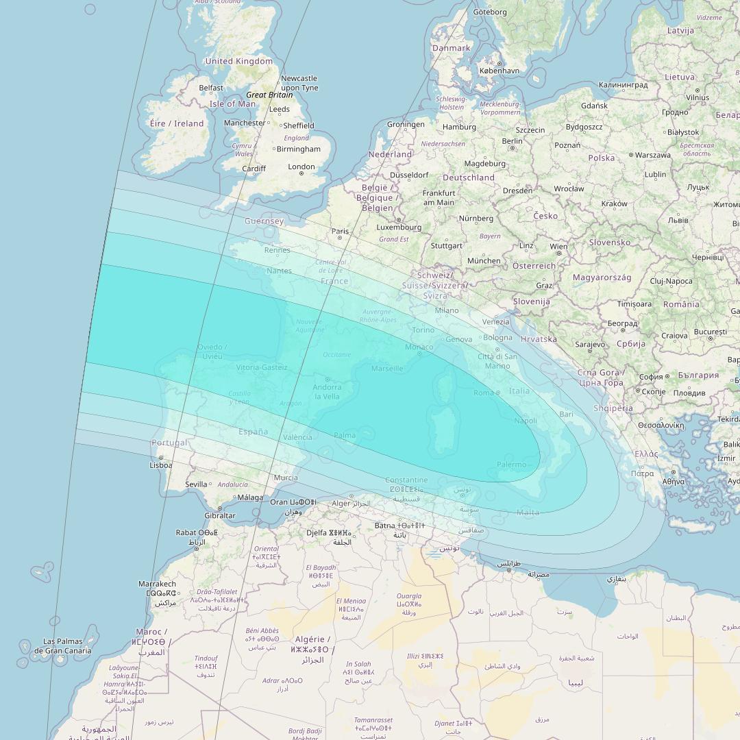 Inmarsat-4F2 at 64° E downlink L-band S028 User Spot beam coverage map