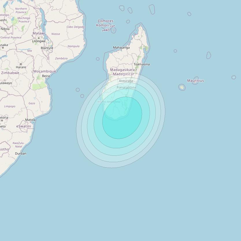 Inmarsat-4F2 at 64° E downlink L-band S057 User Spot beam coverage map
