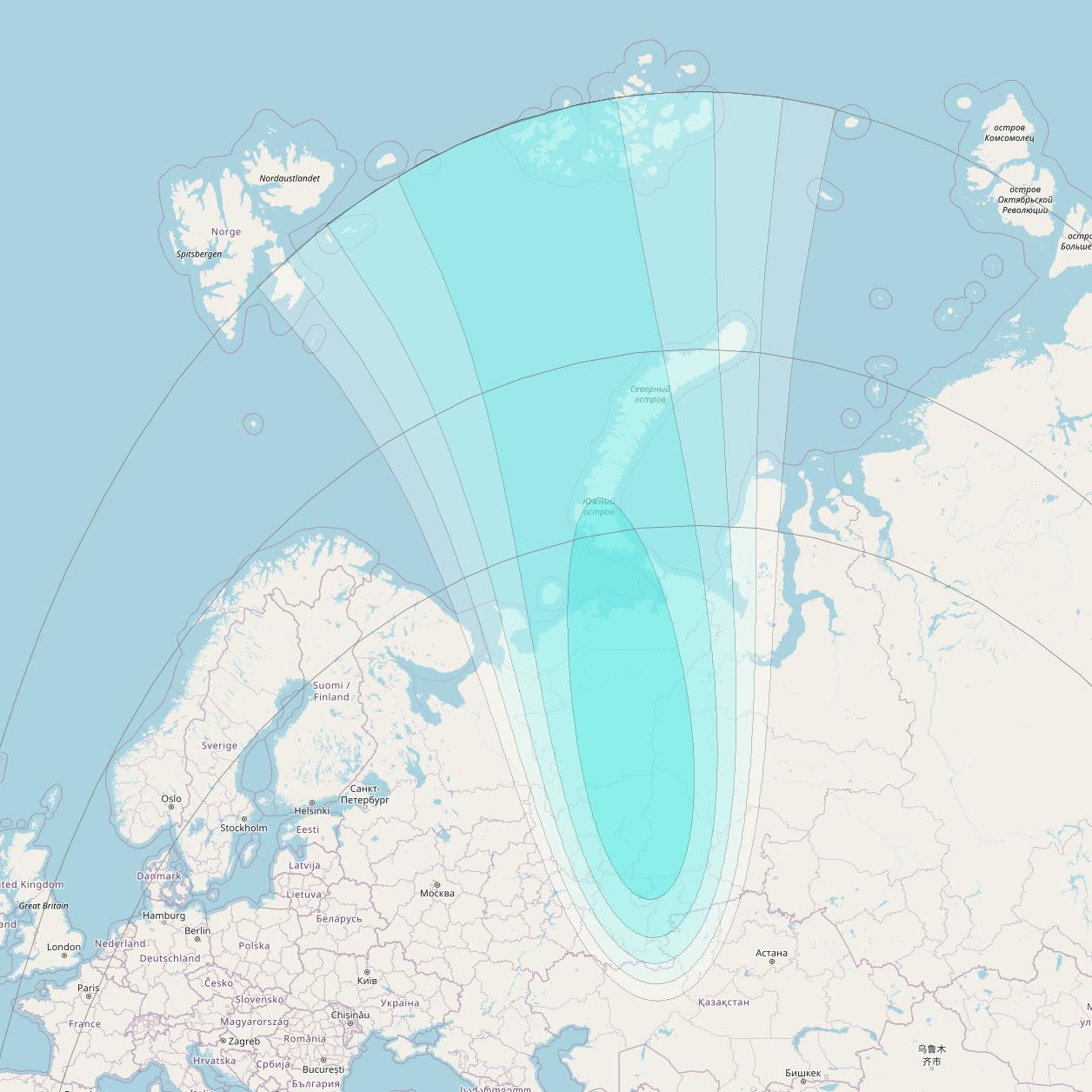 Inmarsat-4F2 at 64° E downlink L-band S096 User Spot beam coverage map