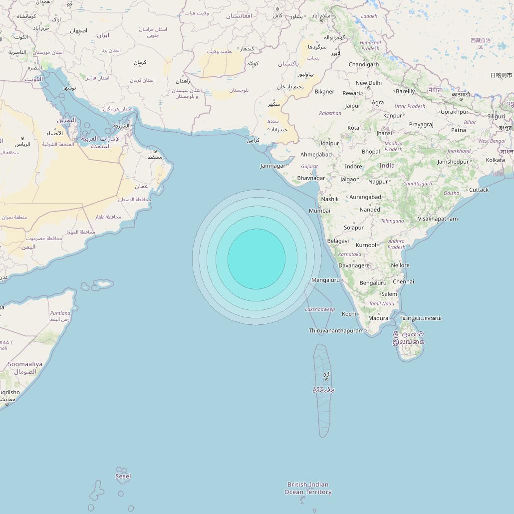 Inmarsat-4F2 at 64° E downlink L-band S106 User Spot beam coverage map