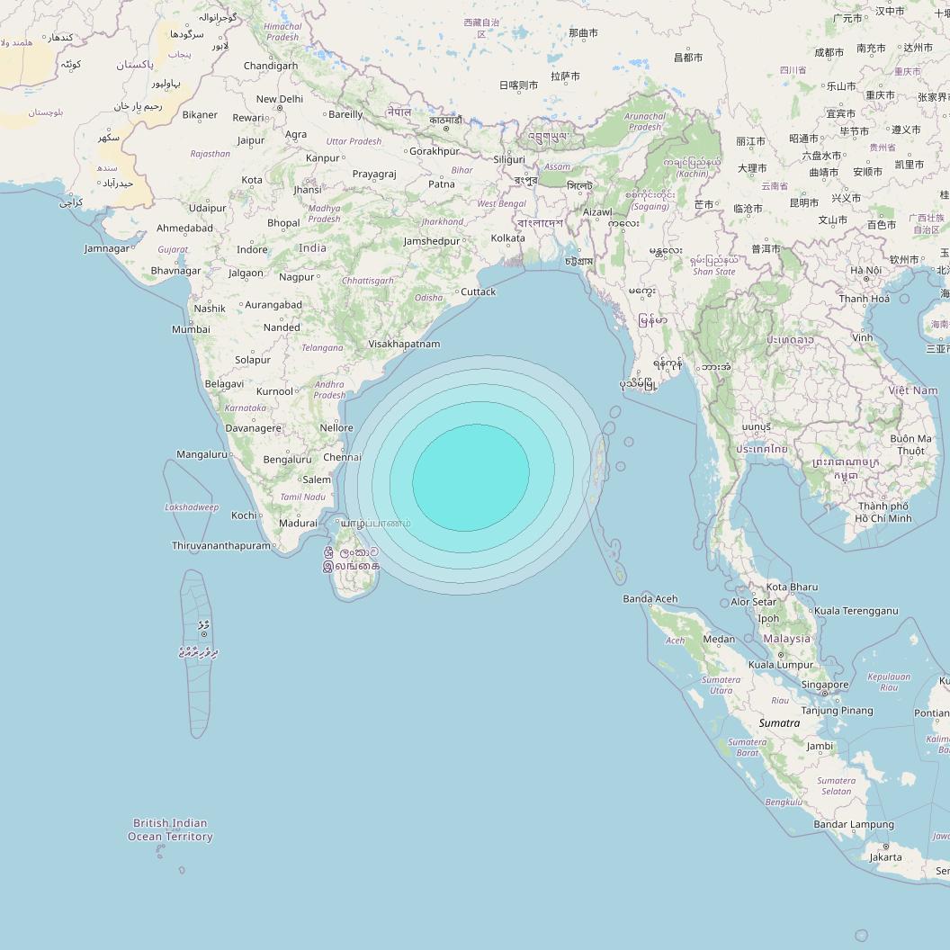 Inmarsat-4F2 at 64° E downlink L-band S148 User Spot beam coverage map