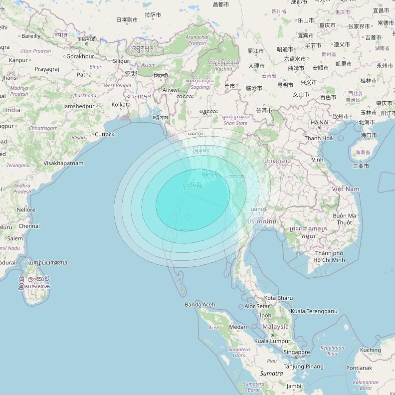 Inmarsat-4F2 at 64° E downlink L-band S162 User Spot beam coverage map
