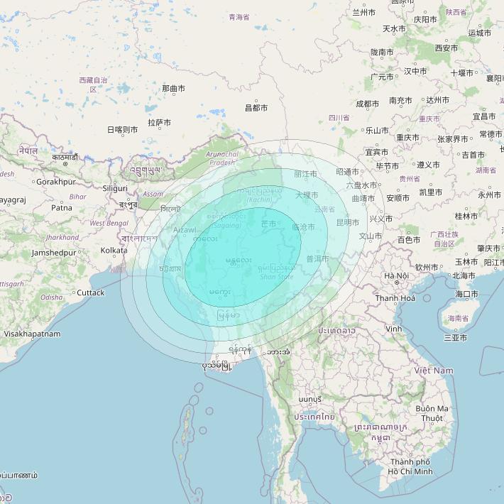 Inmarsat-4F2 at 64° E downlink L-band S163 User Spot beam coverage map
