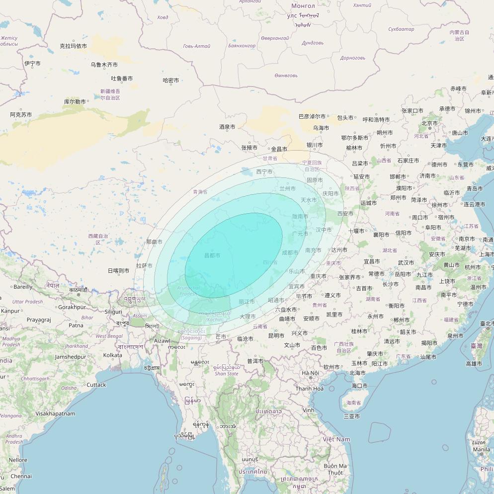 Inmarsat-4F2 at 64° E downlink L-band S164 User Spot beam coverage map