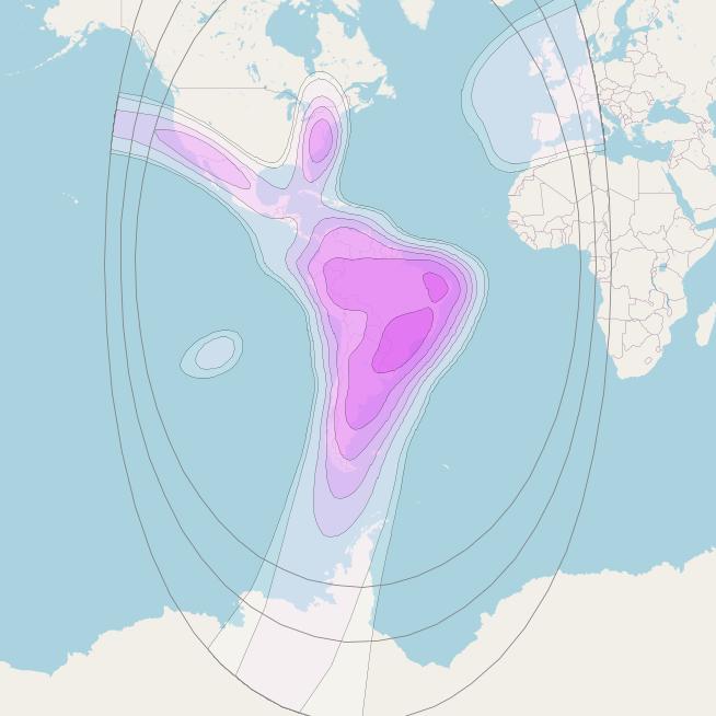 Eutelsat 65 West A at 65° W downlink C-band America beam coverage map