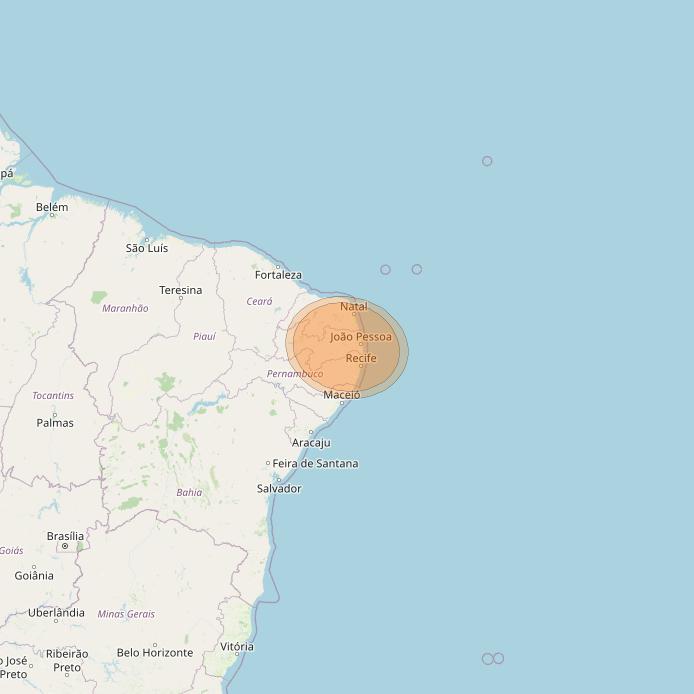 Eutelsat 65 West A at 65° W downlink Ka-band S05 User Spot beam coverage map