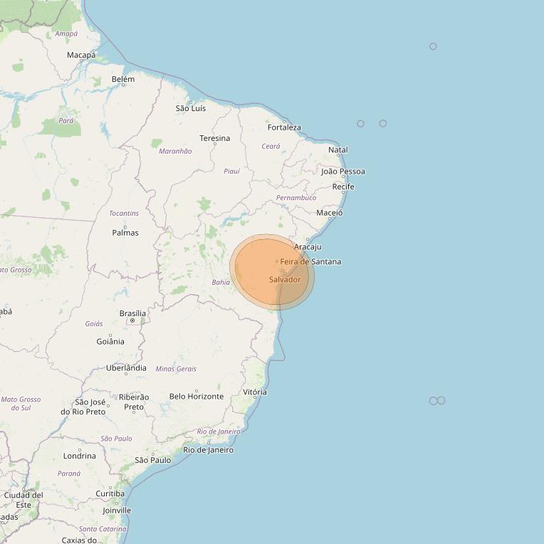 Eutelsat 65 West A at 65° W downlink Ka-band S07 User Spot beam coverage map