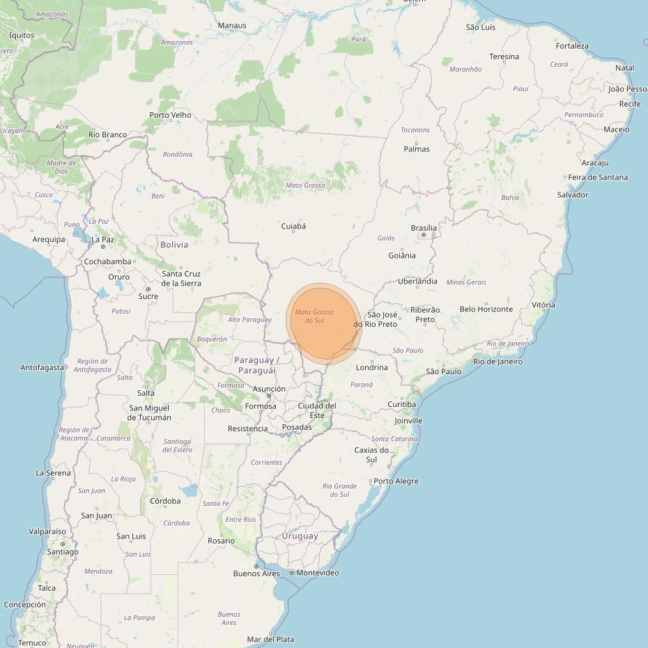 Eutelsat 65 West A at 65° W downlink Ka-band S16 User Spot beam coverage map