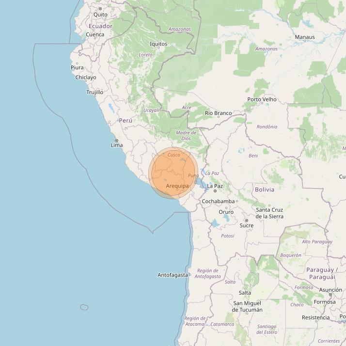 Eutelsat 65 West A at 65° W downlink Ka-band S19 User Spot beam coverage map