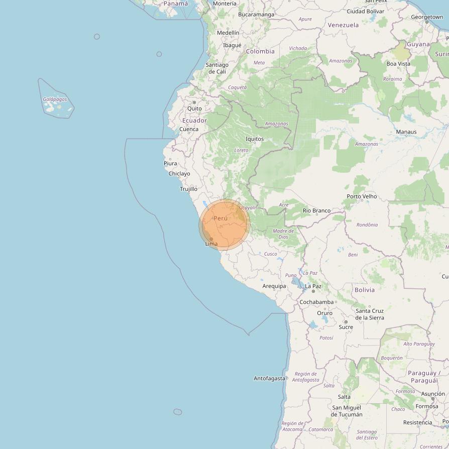 Eutelsat 65 West A at 65° W downlink Ka-band S21 User Spot beam coverage map