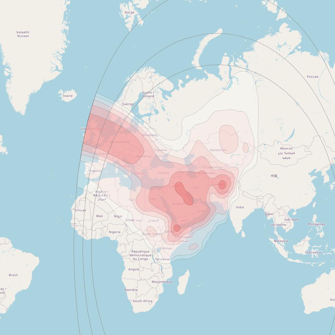 Intelsat 17 at 66° E downlink Ku-band Europe & Middle East beam coverage map