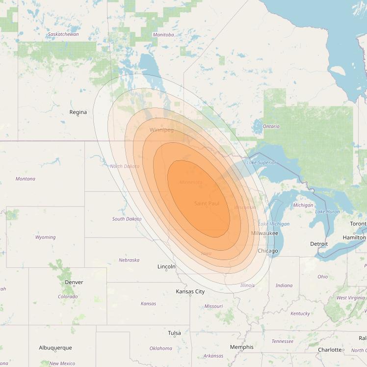 SES 17 at 67° W downlink Ka-band NC01 Spot beam coverage map