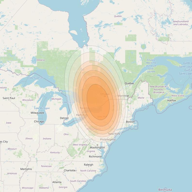 SES 17 at 67° W downlink Ka-band NC04 Spot beam coverage map