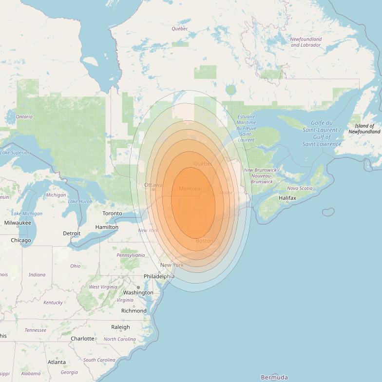 SES 17 at 67° W downlink Ka-band NC05 Spot beam coverage map