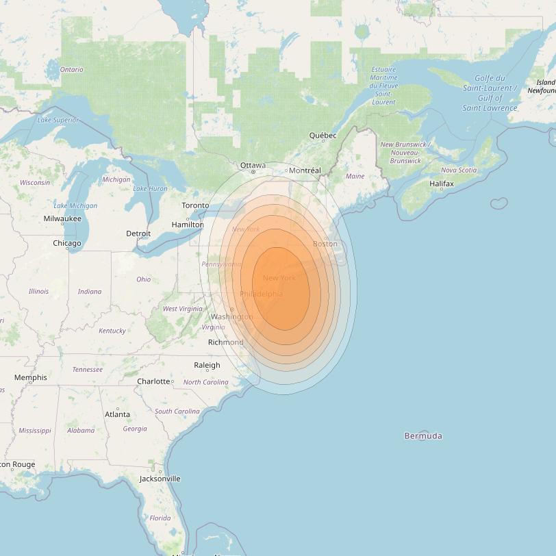 SES 17 at 67° W downlink Ka-band NC10 Spot beam coverage map