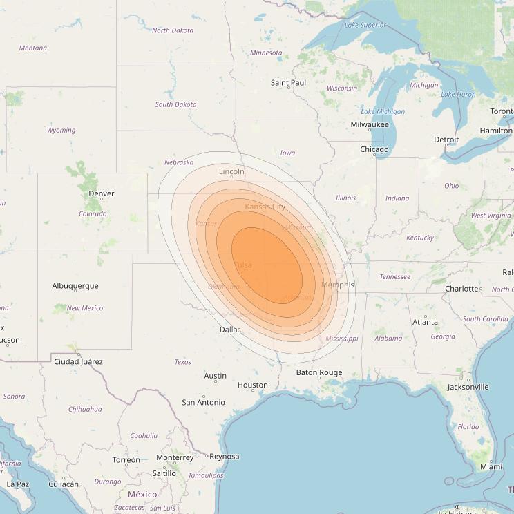 SES 17 at 67° W downlink Ka-band NC11 Spot beam coverage map